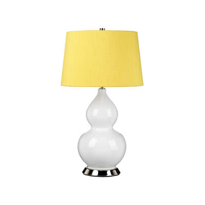 Cardenna Hamptons Table Lamp White with Yellow Silk Shade