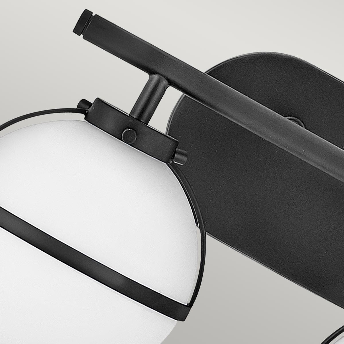 Carlisle Field Art Deco Double Globe Wall Light Black — detail view
