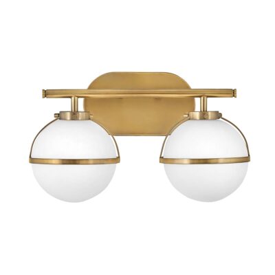 Carlisle Field Art Deco Twin Globe Wall Light Heritage Brass