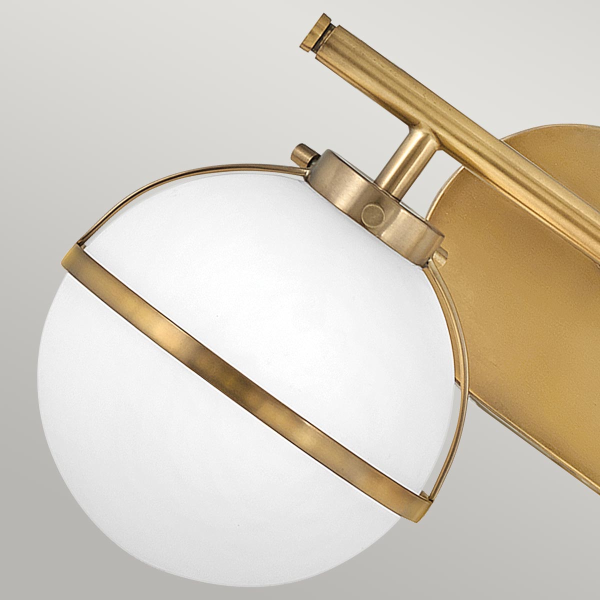 Carlisle Field Art Deco Twin Globe Wall Light Heritage Brass — detail view