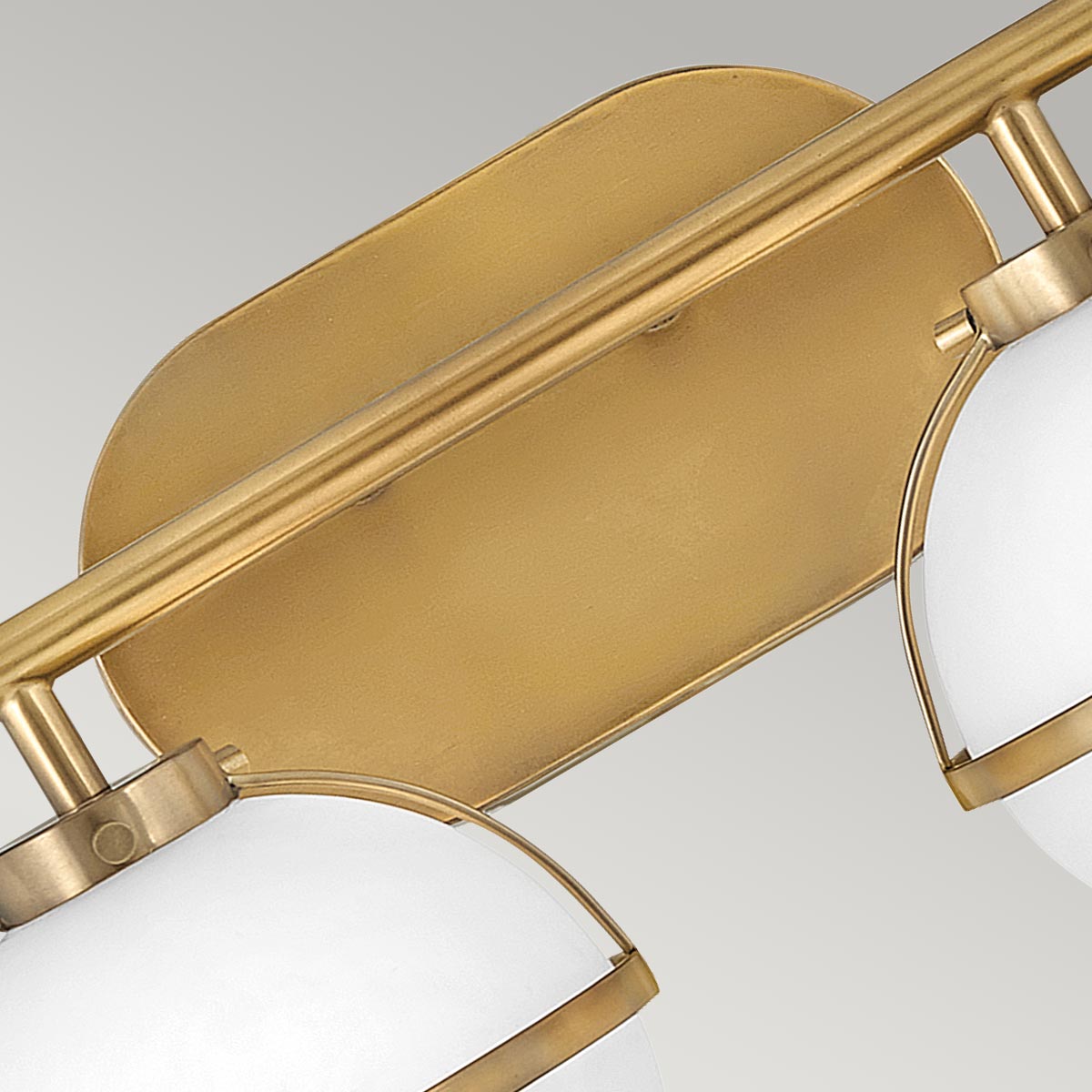 Carlisle Field Art Deco Twin Globe Wall Light Heritage Brass — detail view