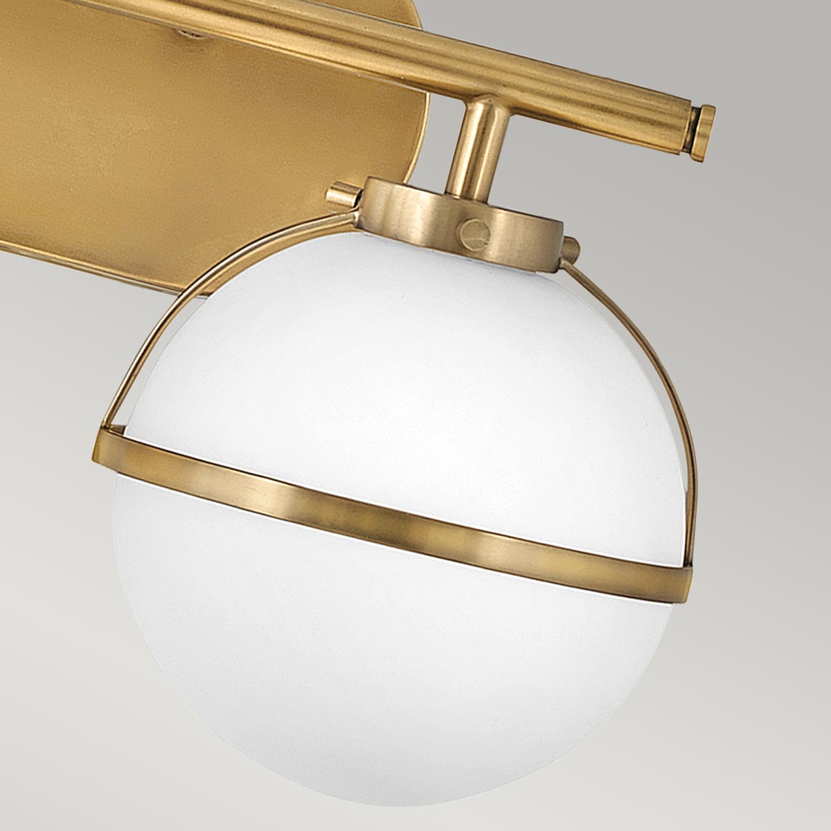 Carlisle Field Art Deco Twin Globe Wall Light Heritage Brass — detail view