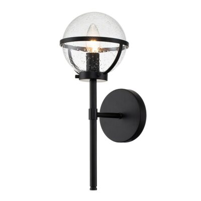 Carlisle Field Art Deco Wall Light Black Seeded Glass