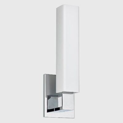 Carrow Contemporary Wall Light Polished Chrome and Opal Glass