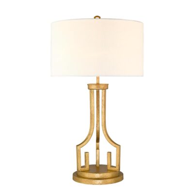 Cascadene Grecian Key Table Lamp Distressed Gold