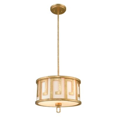 Cascadene Hamptons Drum Pendant Distressed Gold and Ivory