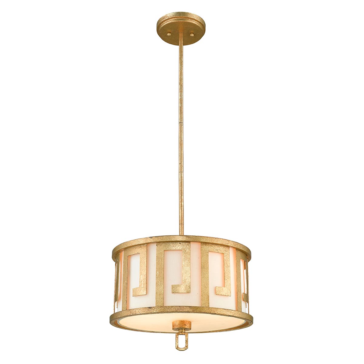 Cascadene Hamptons Drum Pendant Distressed Gold and Ivory