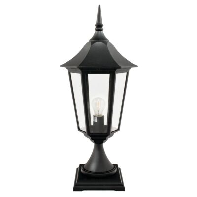 Castelbourne Grande Post Traditional Outdoor Pedestal Lantern Black