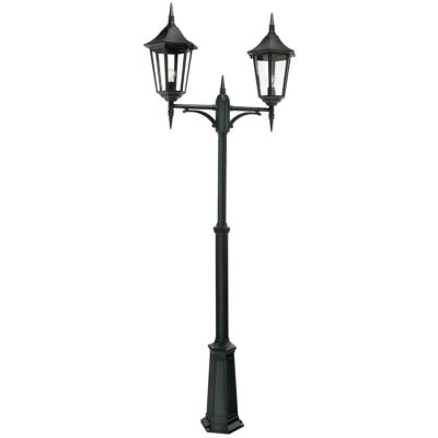 Castelbourne Grande Post Traditional Twin Head Outdoor Lamp Post Black