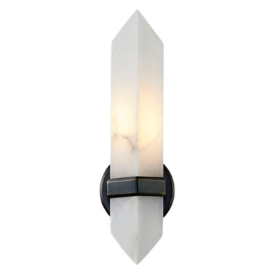 Castelbourne Lantern Alabaster Wall Light in Urban Bronze