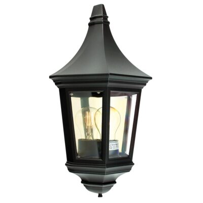 Castelbourne Lantern Traditional Half Lantern Outdoor Wall Light Black