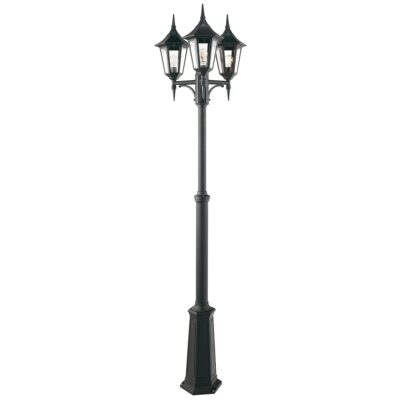 Castelbourne Lantern Traditional Triple Head Lamp Post Black