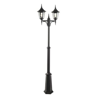 Castelbourne Lantern Traditional Twin Head Outdoor Lamp Post Black