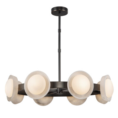 Castellan Heritage Bronze Alabaster Wheel Chandelier