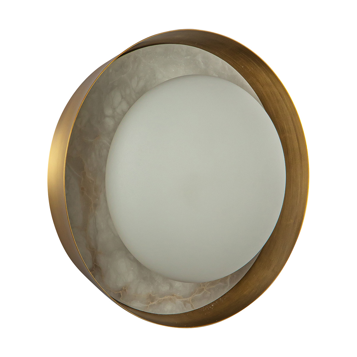 Castellan Round Alabaster Wall Light Vintage Brass Castellan Round Alabaster Wall Light Vintage Brass