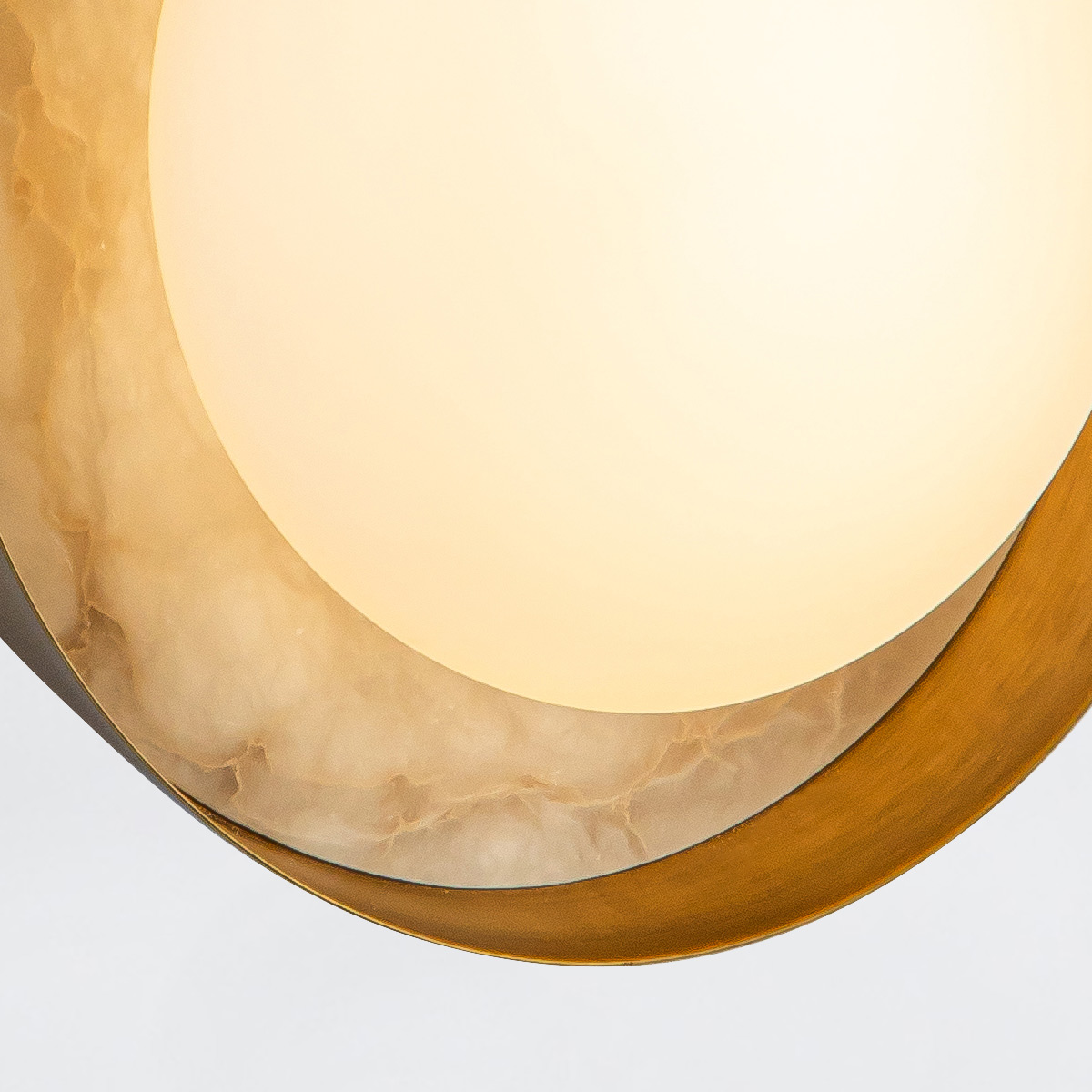 Castellan Round Alabaster Wall Light Vintage Brass Castellan Round Alabaster Wall Light Vintage Brass — detail view