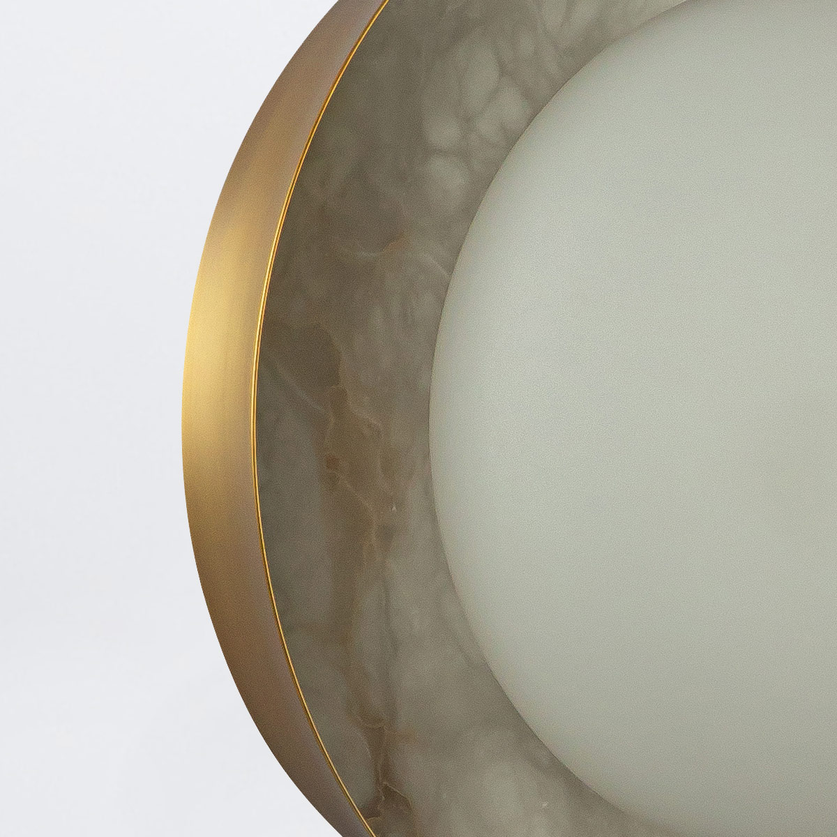 Castellan Round Alabaster Wall Light Vintage Brass Castellan Round Alabaster Wall Light Vintage Brass — detail view
