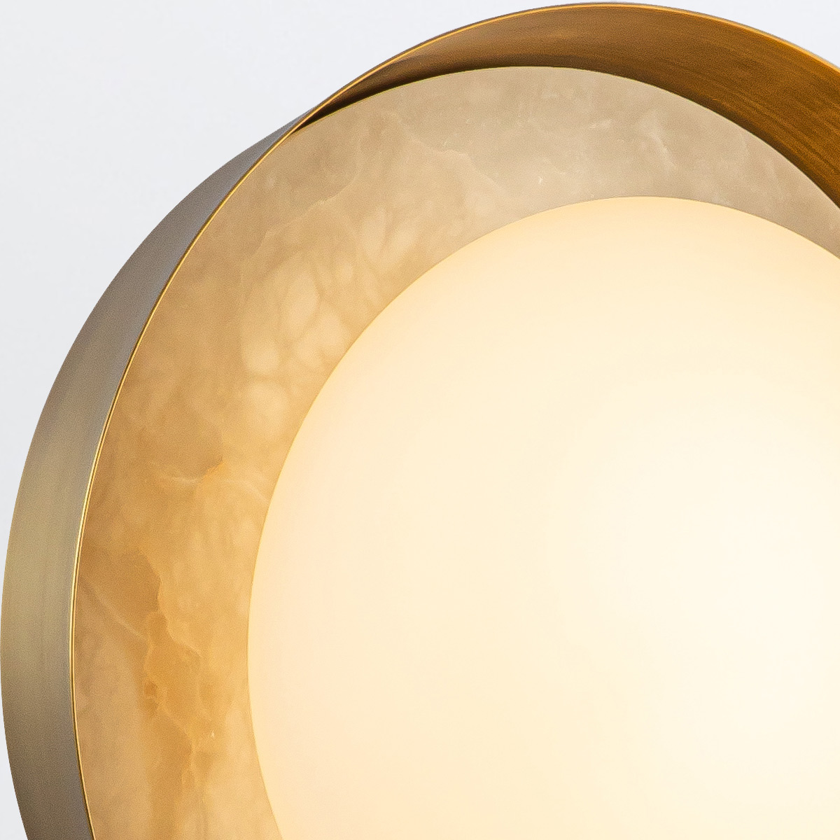 Castellan Round Alabaster Wall Light Vintage Brass Castellan Round Alabaster Wall Light Vintage Brass — detail view