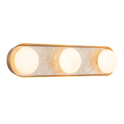 Castellan Vintage Brass Alabaster Three Light Wall Sconce