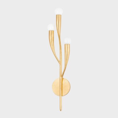 Castellane Botanical Three Arm Wall Light Vintage Gold Leaf