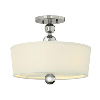 Castellane Hamptons Drum Semi-Flush Ceiling Light in Polished Nickel