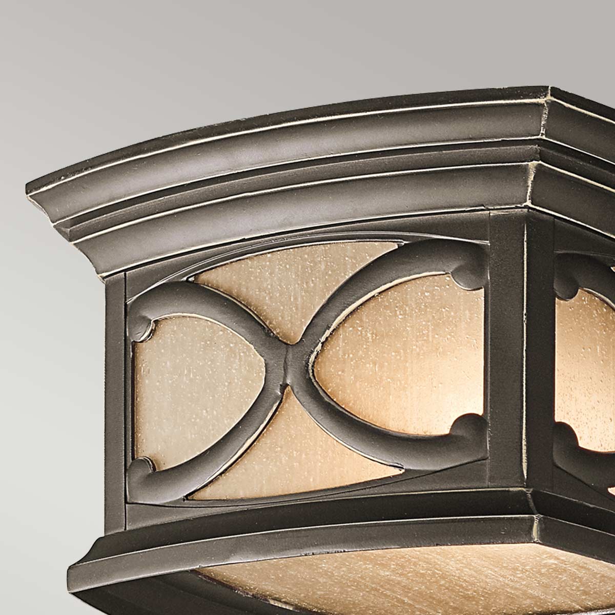 Castellara Traditional Outdoor Ceiling Flush in Olde Bronze Castellara Traditional Outdoor Ceiling Flush in Olde Bronze β detail view