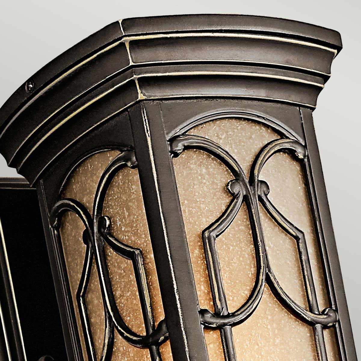 Castellara Traditional Outdoor Wall Lantern in Olde Bronze Castellara Traditional Outdoor Wall Lantern in Olde Bronze — detail view