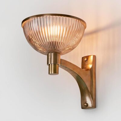 Castleton French Provincial Wall Light Brass Ribbed Glass