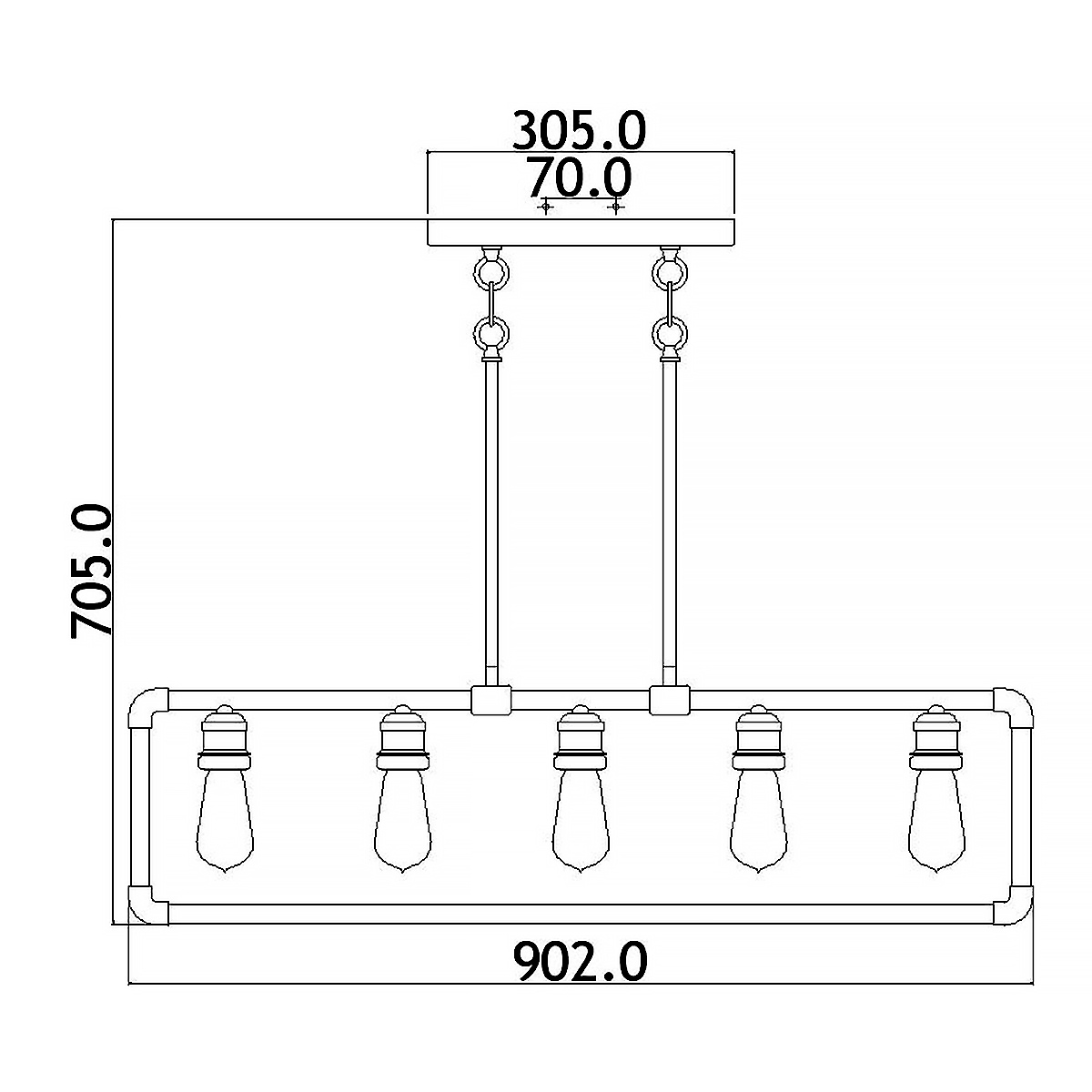 Castleworth Industrial Linear Chandelier Black and Natural Brass Castleworth Industrial Linear Chandelier Black and Natural Brass