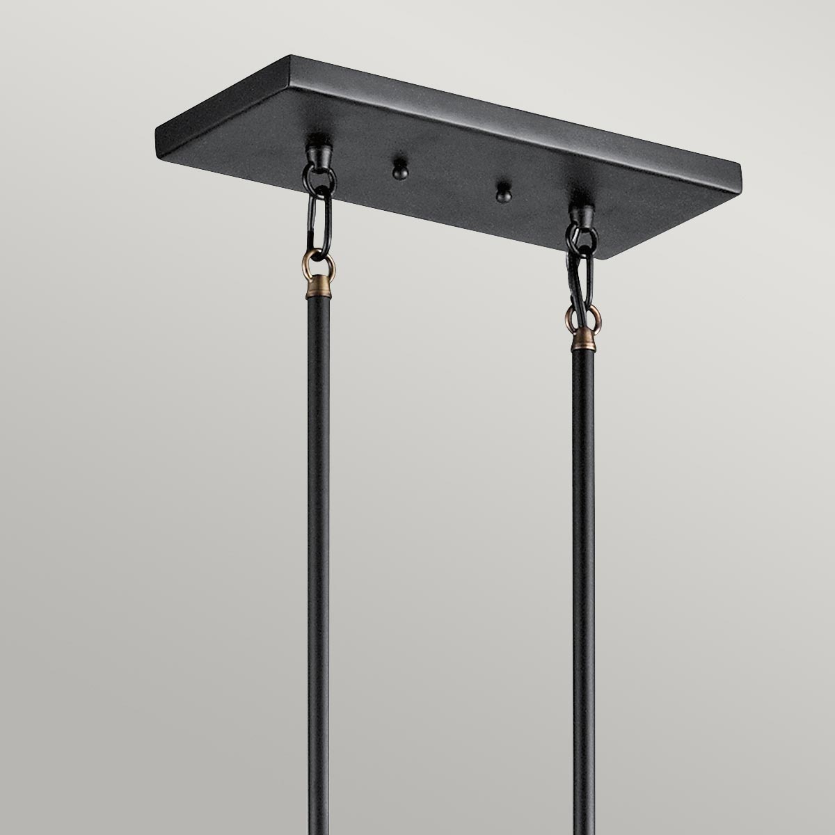 Castleworth Industrial Linear Chandelier Black and Natural Brass Castleworth Industrial Linear Chandelier Black and Natural Brass — detail view