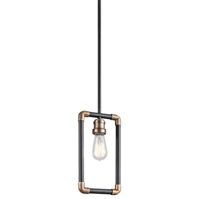 Castleworth Industrial Mini Pendant Black and Natural Brass