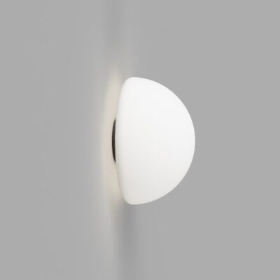 Cathedral Close Contemporary Half Sphere Wall Light Iron White