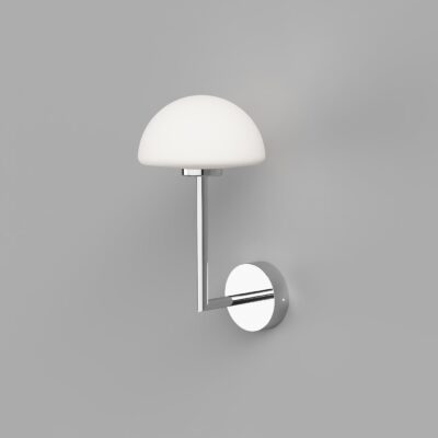 Cathedral Close Contemporary Long Arm Wall Light Chrome and White