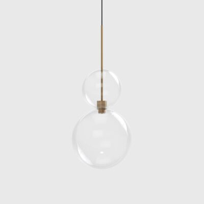 Cavendish Hall Contemporary Double Bubble Glass Pendant Light Gold