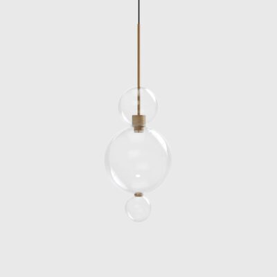 Cavendish Hall Contemporary Glass Bubble Pendant Light Gold and Clear
