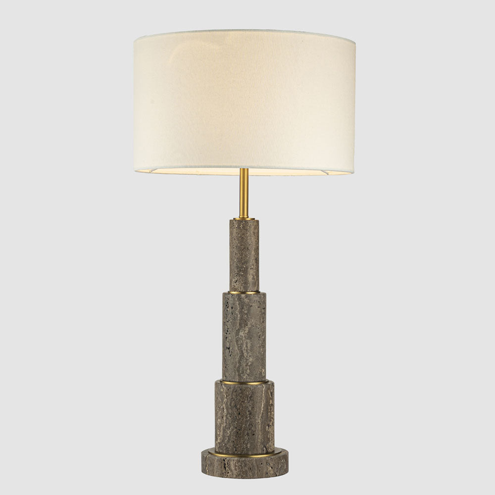 Cedarwood French Provincial Stacked Travertine Table Lamp Brass Finish Cedarwood French Provincial Stacked Travertine Table Lamp Brass Finish