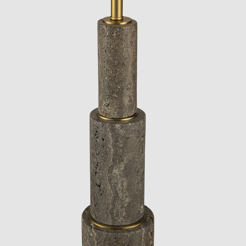 Cedarwood French Provincial Stacked Travertine Table Lamp Brass Finish Cedarwood French Provincial Stacked Travertine Table Lamp Brass Finish