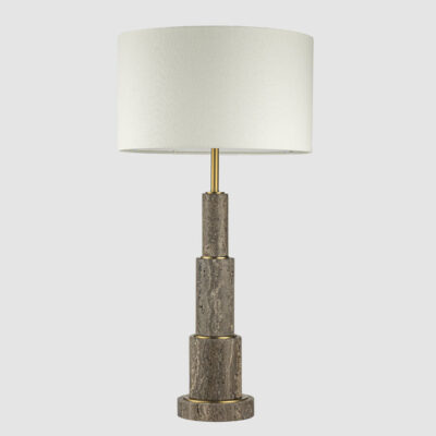 Cedarwood French Provincial Stacked Travertine Table Lamp Brass Finish