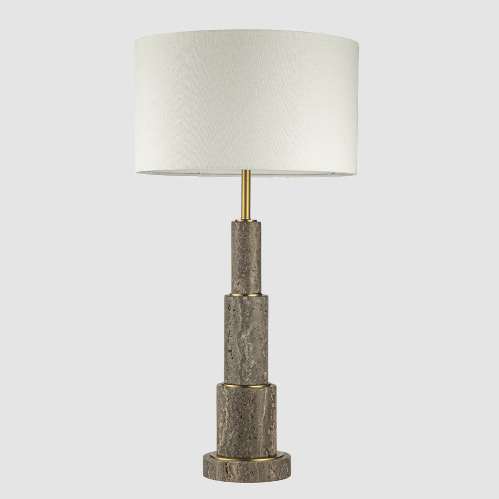 Cedarwood French Provincial Stacked Travertine Table Lamp Brass Finish