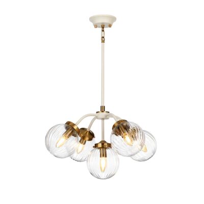 Celestia Grove Hamptons 5 Light Pendant Cream and Aged Brass