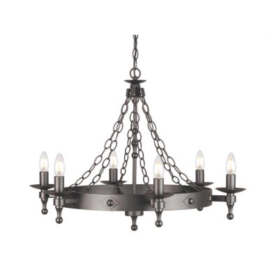 Chalcombe Hall Country Six Light Chandelier Graphite Black