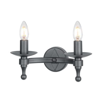Chalcombe Hall Country Twin Arm Wall Light Graphite Black