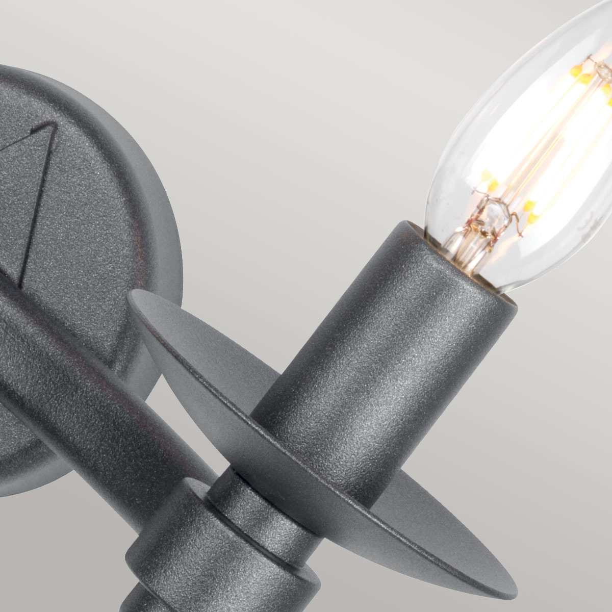 Chalcombe Hall Country Twin Arm Wall Light Graphite Black Chalcombe Hall Country Twin Arm Wall Light Graphite Black — detail view