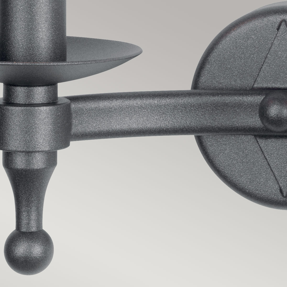Chalcombe Hall Country Twin Arm Wall Light Graphite Black Chalcombe Hall Country Twin Arm Wall Light Graphite Black — detail view