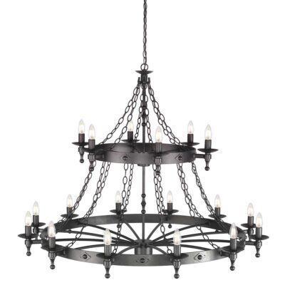 Chalcombe Hall Country Two Tier Chandelier Graphite Black