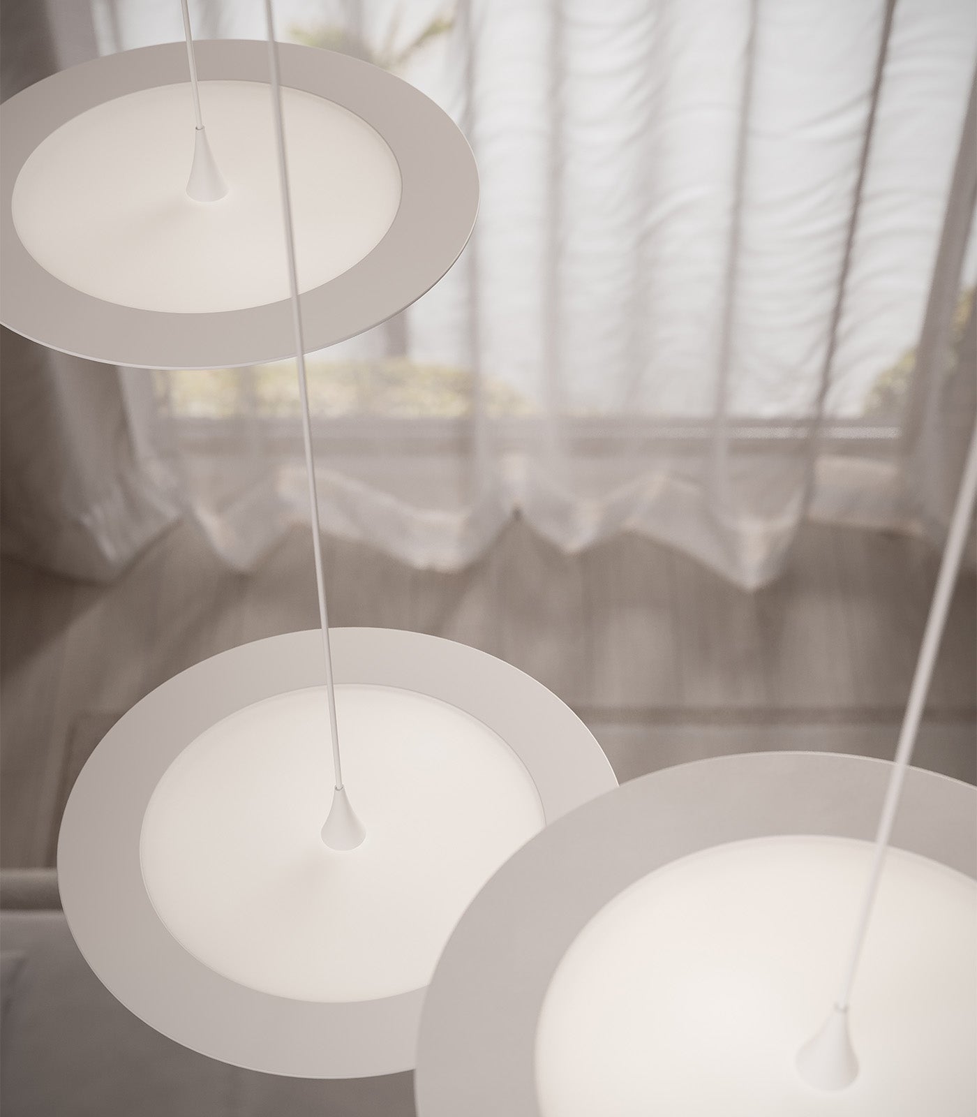 Chalkstone Manor Contemporary Aluminium Disc Pendant Light Matte White Chalkstone Manor Contemporary Aluminium Disc Pendant Light Matte White