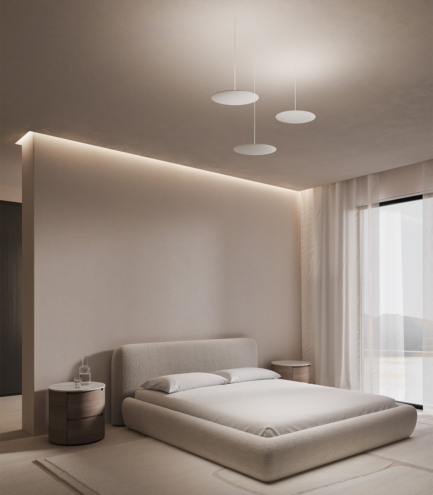 Chalkstone Manor Contemporary Aluminium Disc Pendant Light Matte White Chalkstone Manor Contemporary Aluminium Disc Pendant Light Matte White