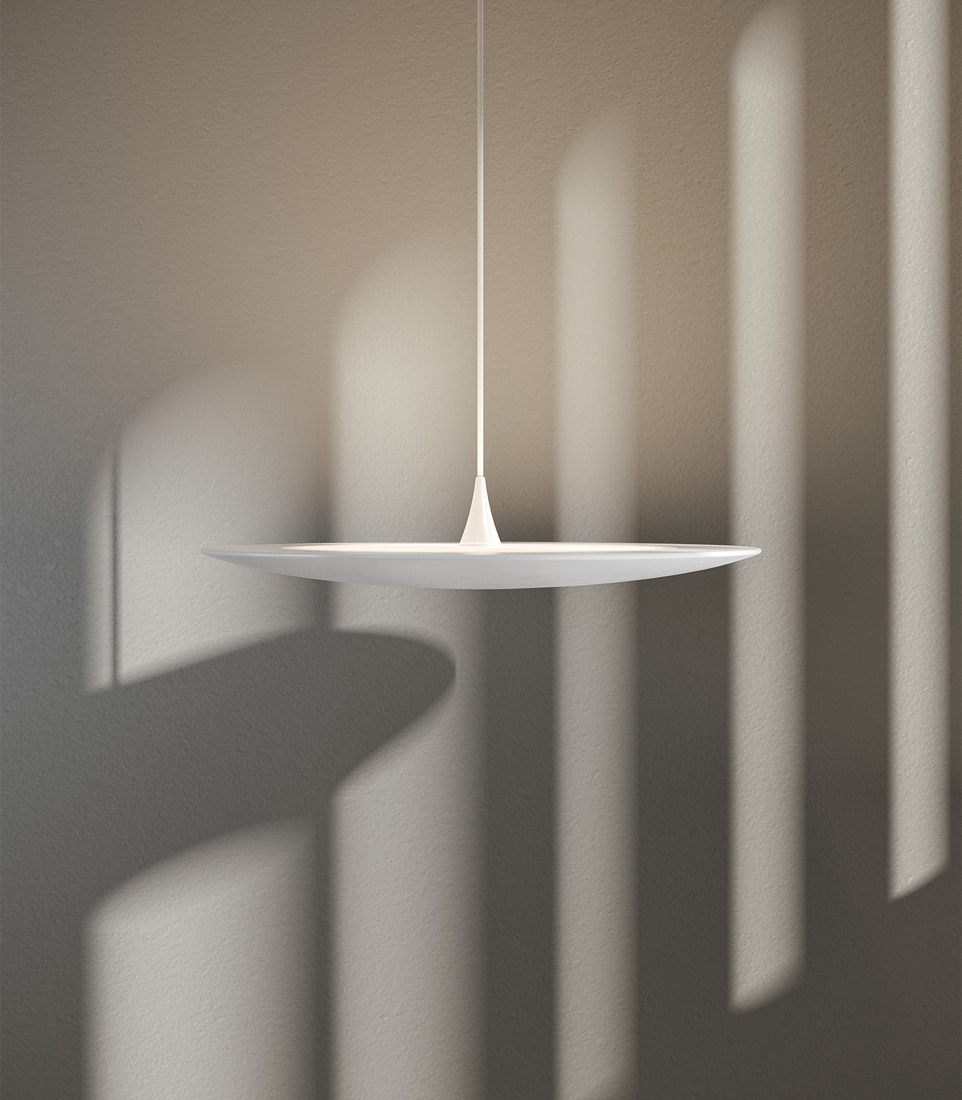 Chalkstone Manor Contemporary Aluminium Disc Pendant Light Matte White Chalkstone Manor Contemporary Aluminium Disc Pendant Light Matte White