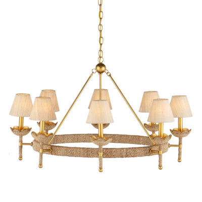 Chantelle Gold Leaf Hamptons Rope Wheel Chandelier Gold