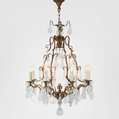 Chantilly French Provincial 8 Light Brass Crystal Chandelier